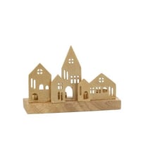 Bougeoir maison aluminium/bois or/naturel