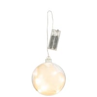 Boule deco plumes+led verre blanc small