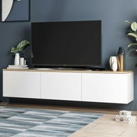 Meuble TV Mirabelle flottant - blanc/chêne