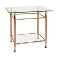 Table d'appoint avec étagères en verre | 58 x 43 x 52 cm | Design cuivré