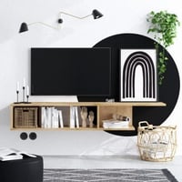 Emerald TV Stand | flottant | 150x26x24 cm | Chêne Saphir