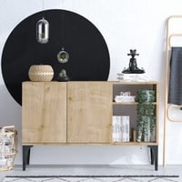 Console Emeraude | 100% Mélamine | 120 x 80 x 40 cm | Chêne Saphir Noir