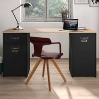 Bureau Melmo 150cm industriel - noir/chêne Helvézia