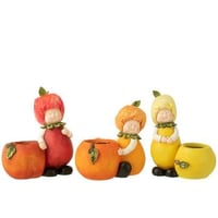 Jardiniere enfant citron/orange/pomme polyresine mix large assortiment de 3