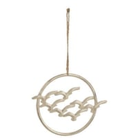 Suspension oiseaux cercle aluminium argent