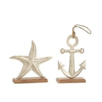 Etoile de mer + ancre aluminium argent large assortiment de 2