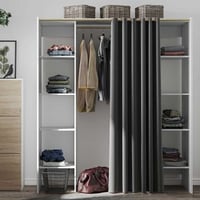 Armoire Spike 112/185cm avec rideau - blanc/gris