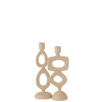 Bougeoir anneaux aluminium beige assortiment de 2