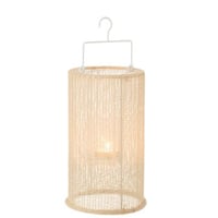 Lanterne suspendue cylindre metal/polyester beige large