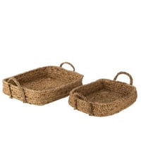 Set de 2 plateaux paniers jacinthe d'eau naturel