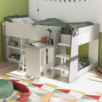 Lit mi-hauteur Thierry-blanc mat/gris foncé