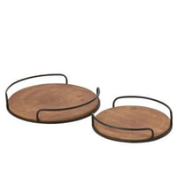 Set de 2 plateau mdf/fer naturel/noir
