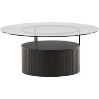 Table basse Bovall Venture Design - Plateau verre transparent Ø90cm - Noir