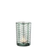 Photophore chevrons verre vert/argent large