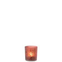 Photophore fleurs verre mat rouge/or small
