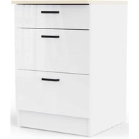 Meuble de cuisine Bianco - 60x60x90cm - 3 tiroirs - blanc brillant