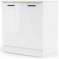 Meuble de cuisine Bianco - 80x60x90cm - 2 portes - blanc brillant