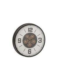 Horloge engrenage mdf noir/blanc large
