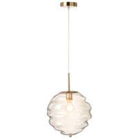Lampe suspension ruche verre cognac clair