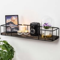 Syringa Étagère murale | 100 % bois d'épicéa | Noir, noyer foncé