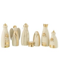 Creche 7 pieces resine blanc/or