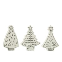 Sapin de noel dolomie blanc/noir assortiment de 3