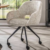 Chaise de salle à manger Spring - 60x62x82cm - avec roulettes - crème