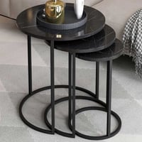 Gloria Table gigogne (3 pièces) | 100 % MÉLAMINE | Noir