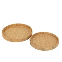 Set 2 plateau rond bambou/rotin naturel
