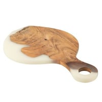 Planche a decouper bois d'acacia/resine naturel/blanc