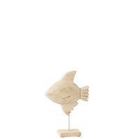 Poisson deco bois de manguier/metal naturel/blanc small