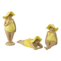 Baigneuse chapeau polyresine jaune assortiment de 3