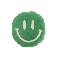 Coussin smiley tufté coton vert/blanc