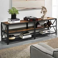 Bryce Meuble TV pour TV jusqu'à 60, cadre en acier, brun rustique et noir