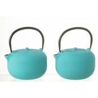 Boite 1 theiere metal bleu assortiment de 2