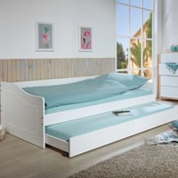 Lit gigogne Leonie | 207 x 96,5 x 62 cm | 100% mélaminé | Couleur : Blanc