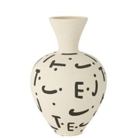 Vase kira globe gres blanc/noir