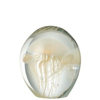 Presse papier calypso verre transparent/beige large