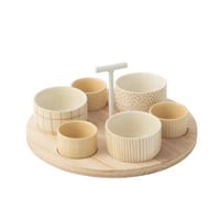 Service a tapas 6 sets+ plateau bois boite creme/blanc
