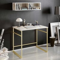 Table de bureau Woody Fashion - 90x60x75cm - marbre/or
