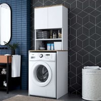 KD101 Meuble pour machine à laver | 100 % MÉLAMINE | Blanc, Noyer