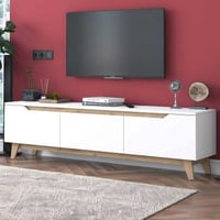 D1 Meuble TV | 100 % MÉLAMINE | Blanc, Noyer