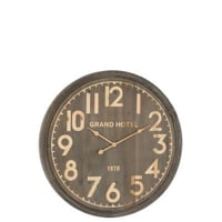 Horloge murale grand hotel mdf naturel fonce large