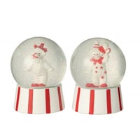 Boule de neige clown pierre rouge/blanc assortiment de 2