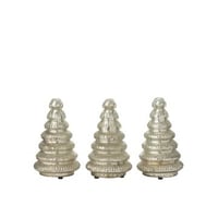 Boite de 3 arbre led cotelé verre argenté