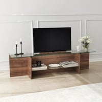 Locelso Meuble TV | 100% Verre trempé | Noyer