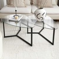 Seconde chance  Locelso Table basse en verre trempé | Epaisseur 6mm | Noir mat