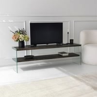 Meuble TV moderne en verre trempé anthracite