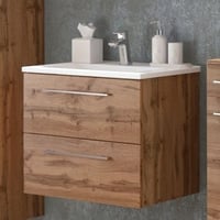 Meuble lavabo Sefa 60cm 2 tiroirs - chêne wotan