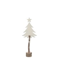 Sapin de noël + etoile fer/bois de paulownia blanc cassé small